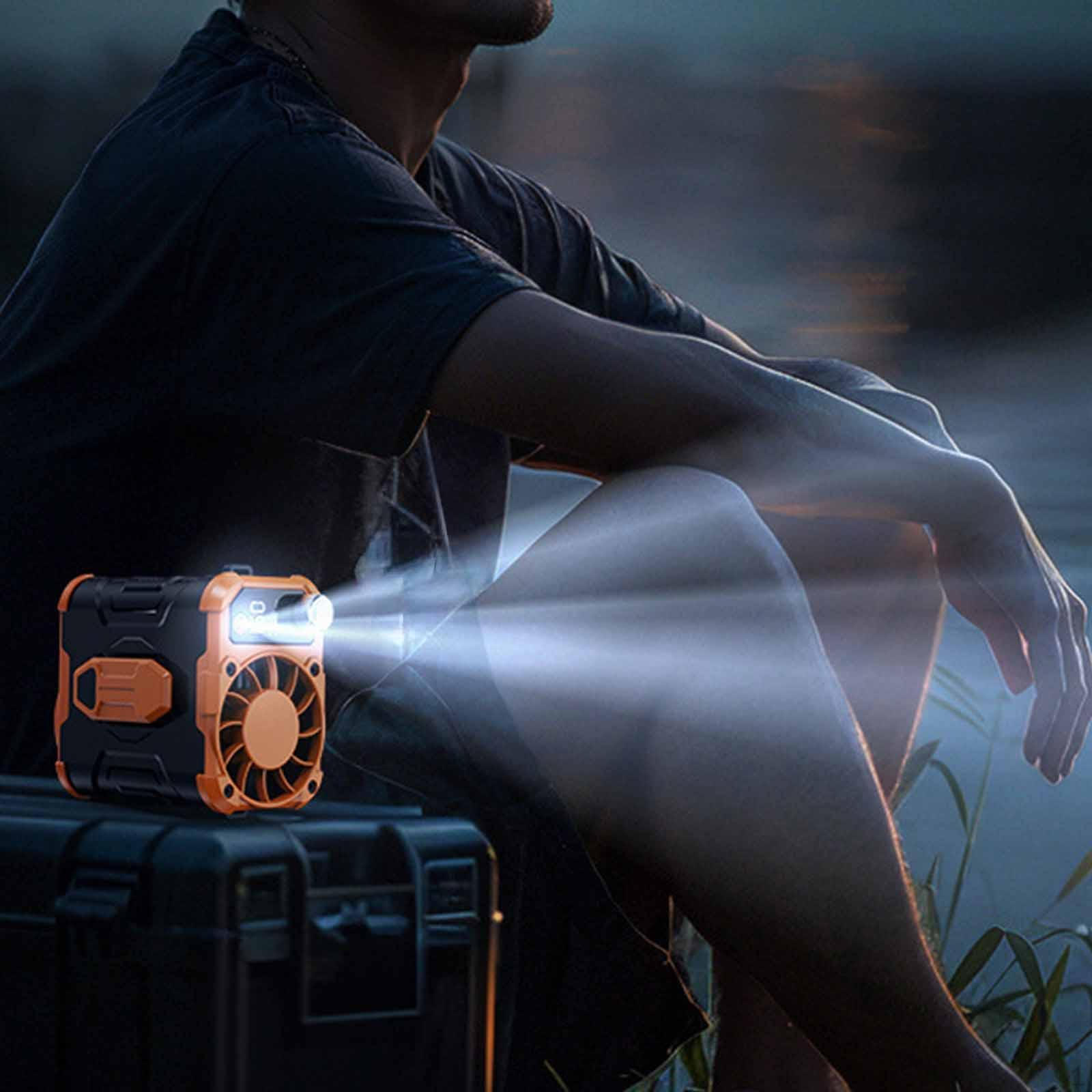 

Регулируемый портативный поясной вентилятор с USB-подсветкой и сильным ветром, шейный ремешок, клипса для ремня для 8000mah