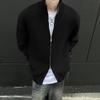 No Logo Official Lazy Style Sweater for Men, Autumn and Winter Double Zipper Cardigan, Stand Collar Knitwear Jacket for Boys