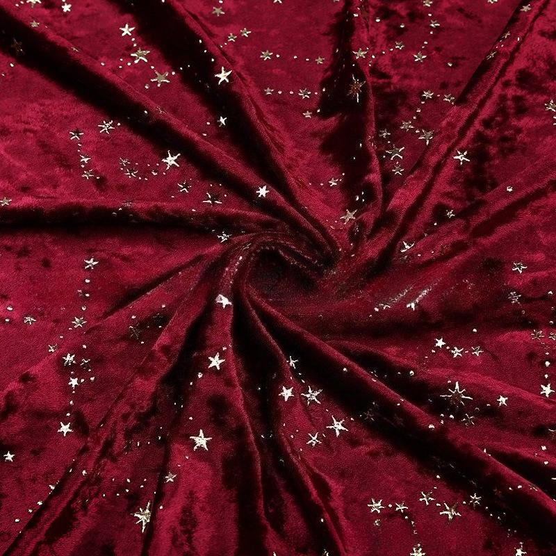 1 Meter Dehnbarer Samtstoff mit Sternmuster Diamantfleece Elastischer Weihnachtsstoff für DIY Nähen Weihnachtsdekorationen