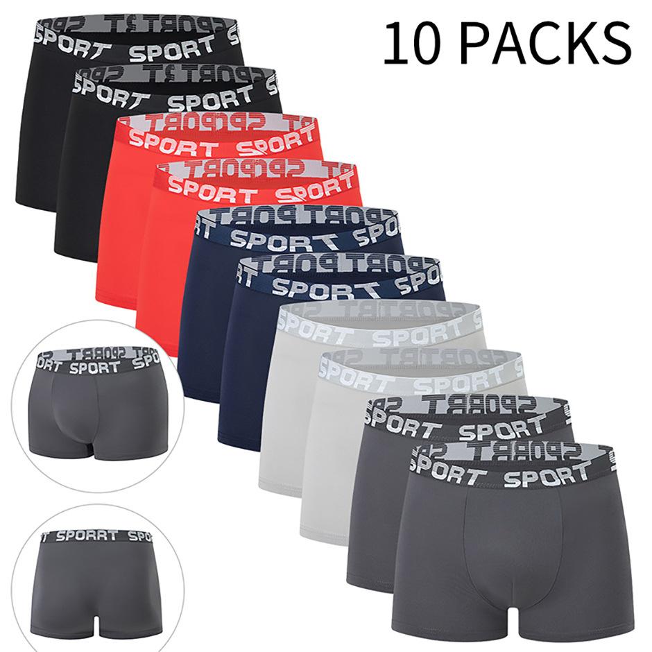

Men s 10-Piece Solid Colour Fashion Underwear: Boxer Briefs, Sports Underwear, Short Shorts XXXL