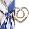 Zircon Buckle Scarf Womens Clothing Accessories Golden Heart Shaped Shiny Style