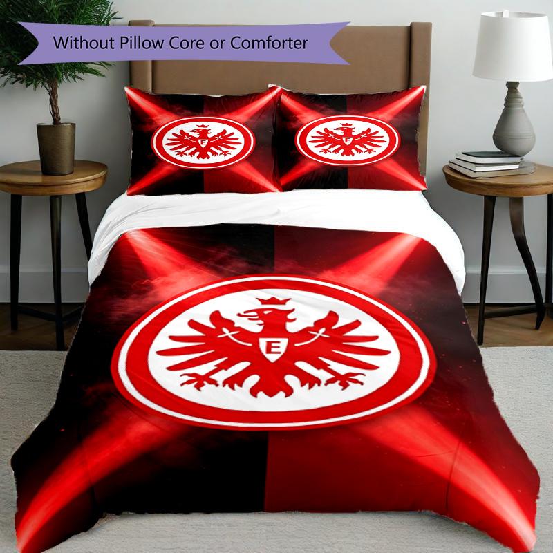 3-teiliges Bettbezug-Set (1 * Bettbezug + 2 * Kissenbezug, ohne Kern), Eintracht Frankfurt Bettwäsche-Set mit Aufdruck, Schlafzimmerdekoration, Ganzjahres, Geburtstagsgeschenk