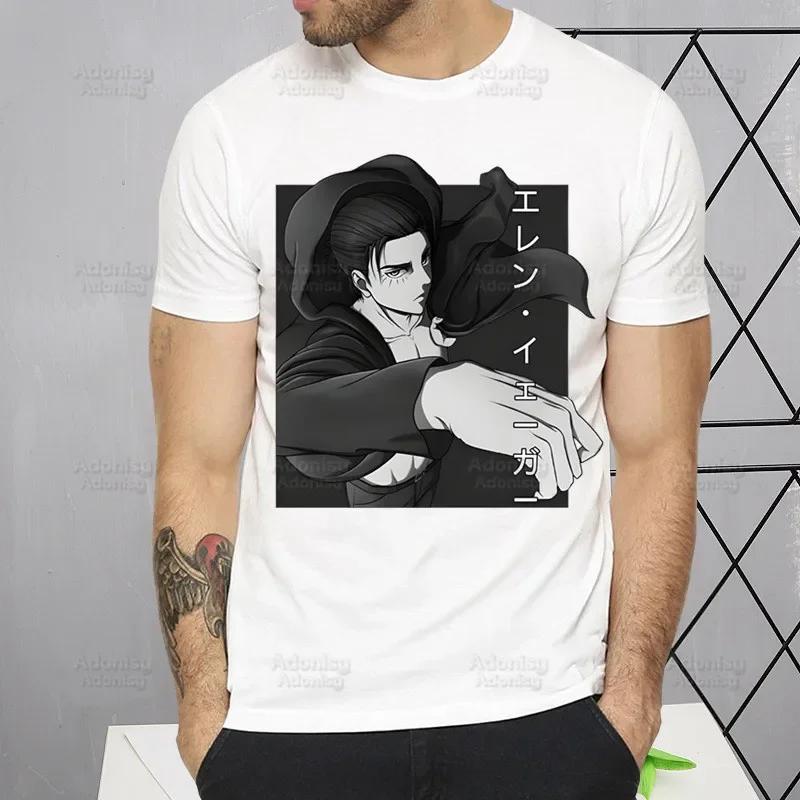 Shingeki No Kyojin T Shirt Men Short Sleeve Attack On Titan Tshirt Homme Manga Unisex Mikasa Eren Yeager Liberty T-shirt Tees
