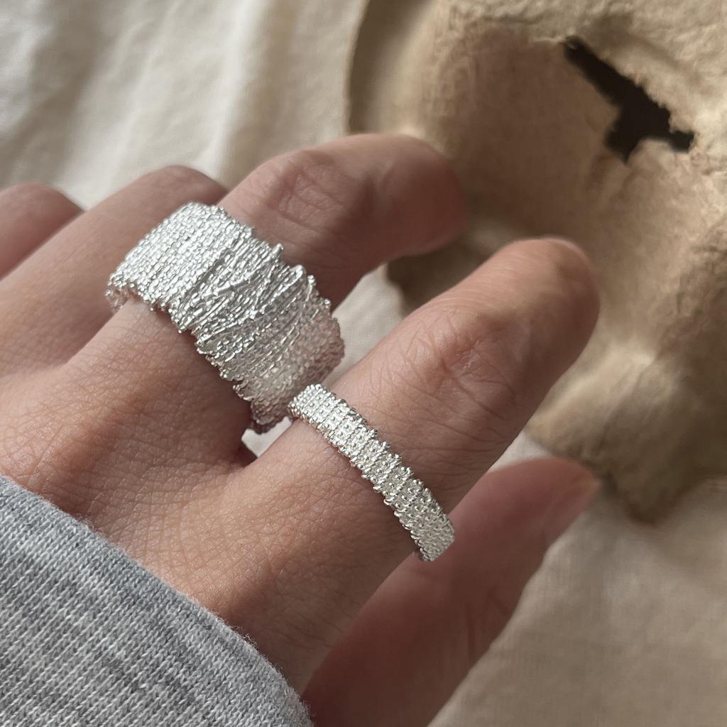 925 Sterling Silver Rings For Women Geometric Fine Jewelry Finger Adjustable Interware Lines Ring For Party Birthday Gift