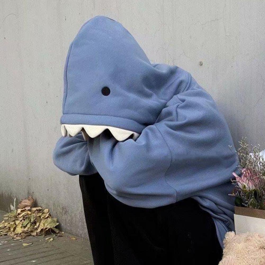 Autumn Winter Funny Shark Patchwork Hoodies Men and Women Kawaii Sweatshirt Fashion Casual Pullover School Oversized Clothes