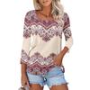 Women's 3/4 Sleeve Square Neck Floral Shirt Casual Loose Tunic Top