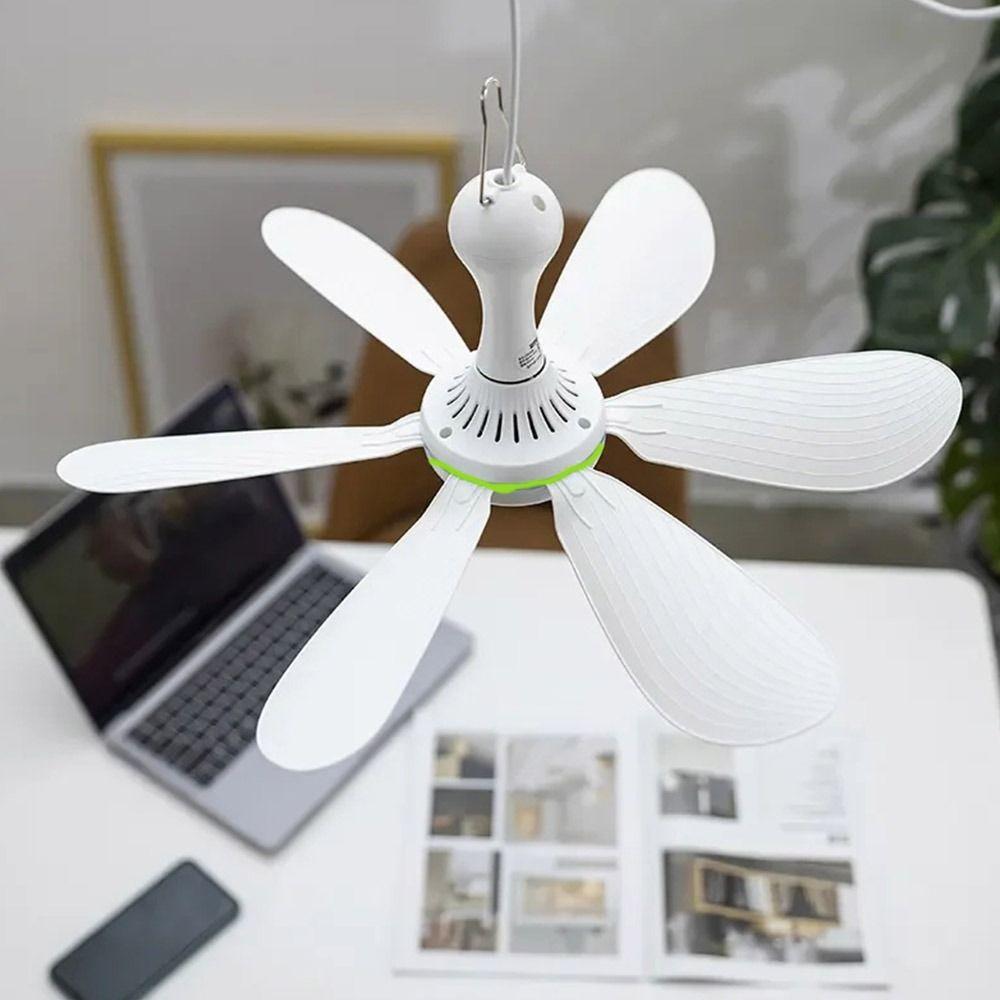 6 Leaves Electric Fan Silent Hanging Camping Tent Fan Portable Ceiling Fan  Camping