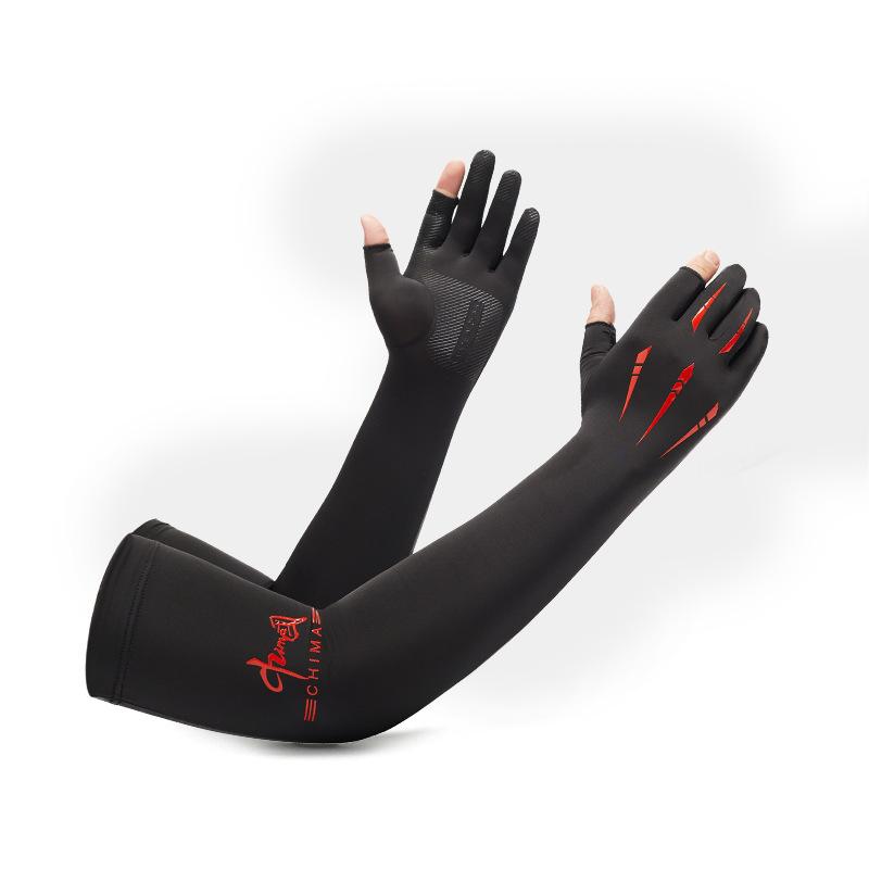 Ледяные рукава длинные перчатки летние тонкие рукава ледяные рукава удлиненные солнцезащитные ледяные рукава мужские для вождения и езды дизайн с пятью когтями One size красный