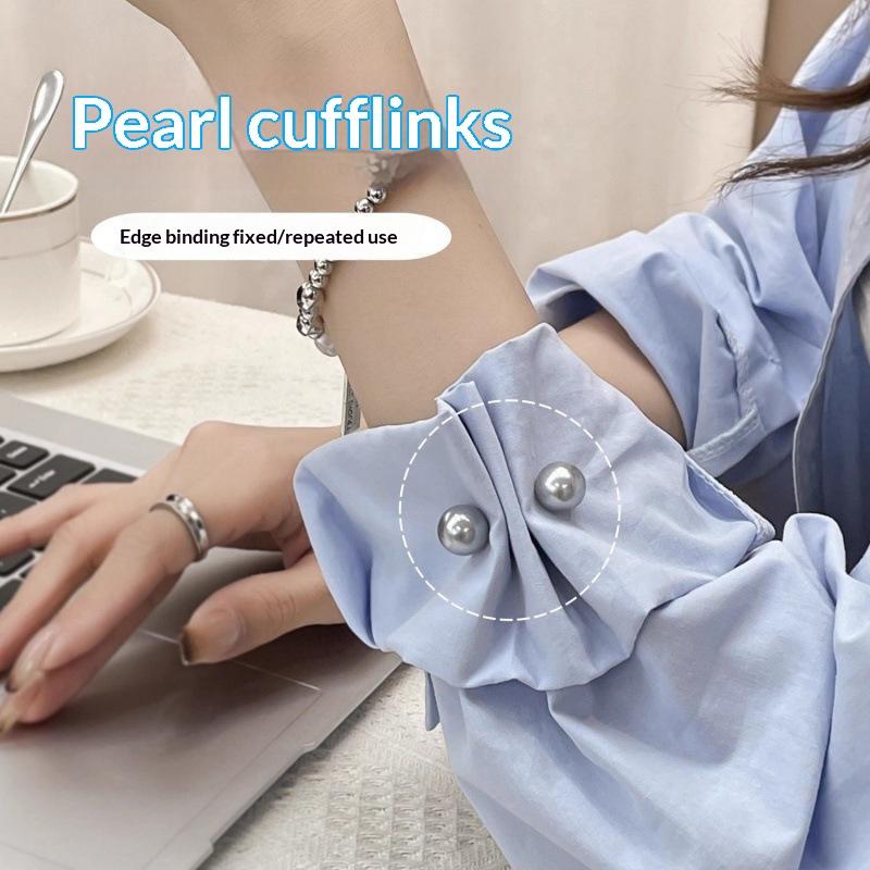 Pearl Sleeve Clips 2 Pack No Sew No Trace Clothing Holders for Adjusting Long Sleeves Weekend Outings