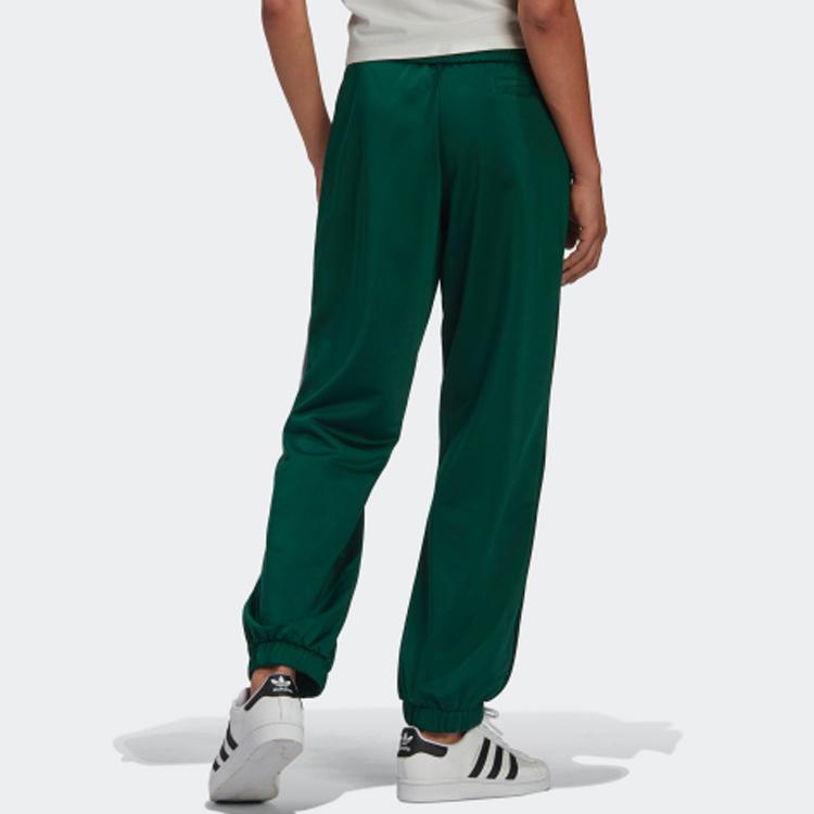 Adidas Originals Color Block Striped Retro Sports Long Pants Knitted Sports Pants Women Bottoms Dark-Green GJ8277