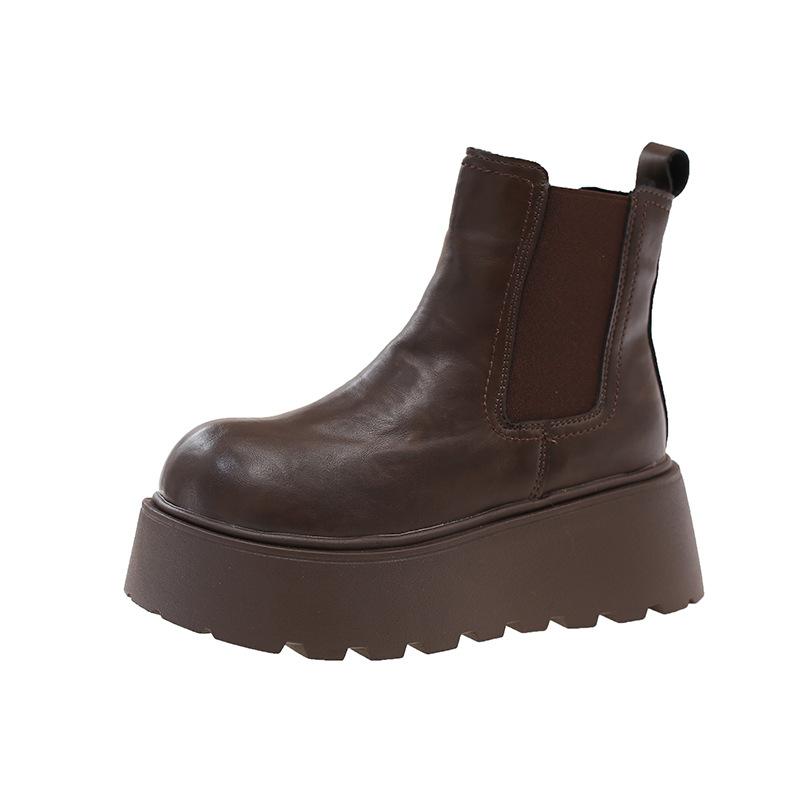 Smoke boots 2025 autumn and winter new fleece thickened thick sole heightening Martin boots women's fashion Chelsea boots