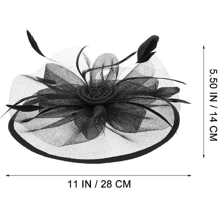 GALPADA Black Mesh Fascinator Hat for Women Vintage Wedding Bride Hat Decoration with Plume Flower Headband, Tea Party and Banquet Special Occasion