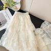 Women's Autumn 2025 A-line French Ruffled Lace Pleated Skirt