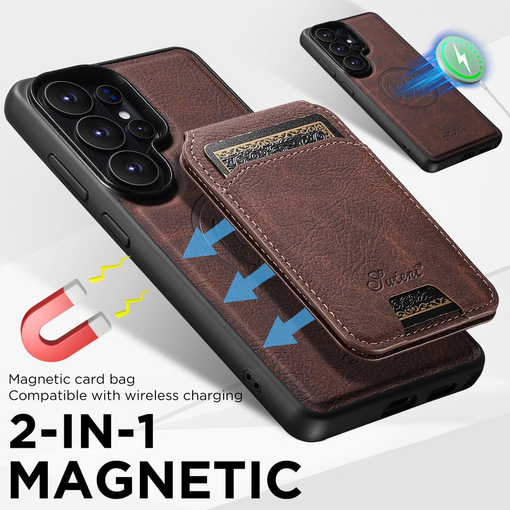 Leather Phone Case for Samsung Galaxy S26 Ultra S25 S24 Plus S23 S22 Note20U Magnet Wireless Charging Card Slot Wallet Cover