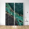 2PC Home Decoration Curtains With Green Marble Background And Pole Pocket Curtains, Kitchen, Coffee Shop, Living Room, Balcony
