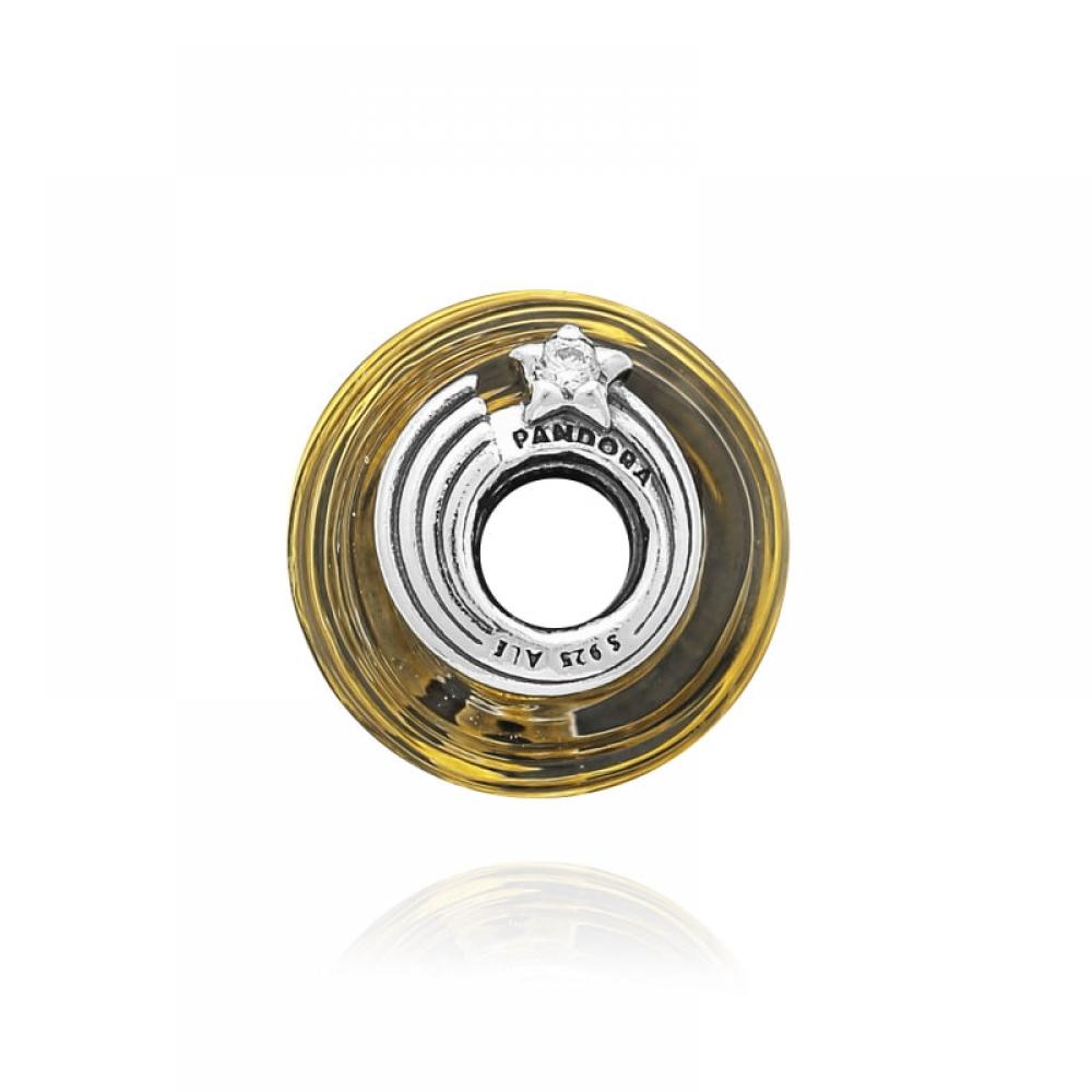 Pandora 792982c01 Shooting Star Grooved Murano Glass Silver Charm