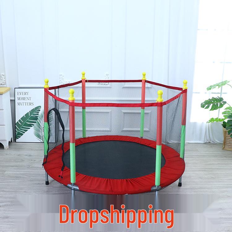 Children s Indoor Trampoline with Safety Net - Small Bouncing Bed for Kids 1.4m Light Blue