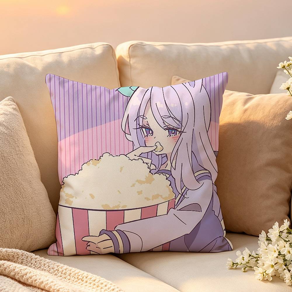 Cute Mejiro Mcqueen Uma Musume Pillow Case Pattern Printed Pillowcase For Living Room Sofa Cushion Cover