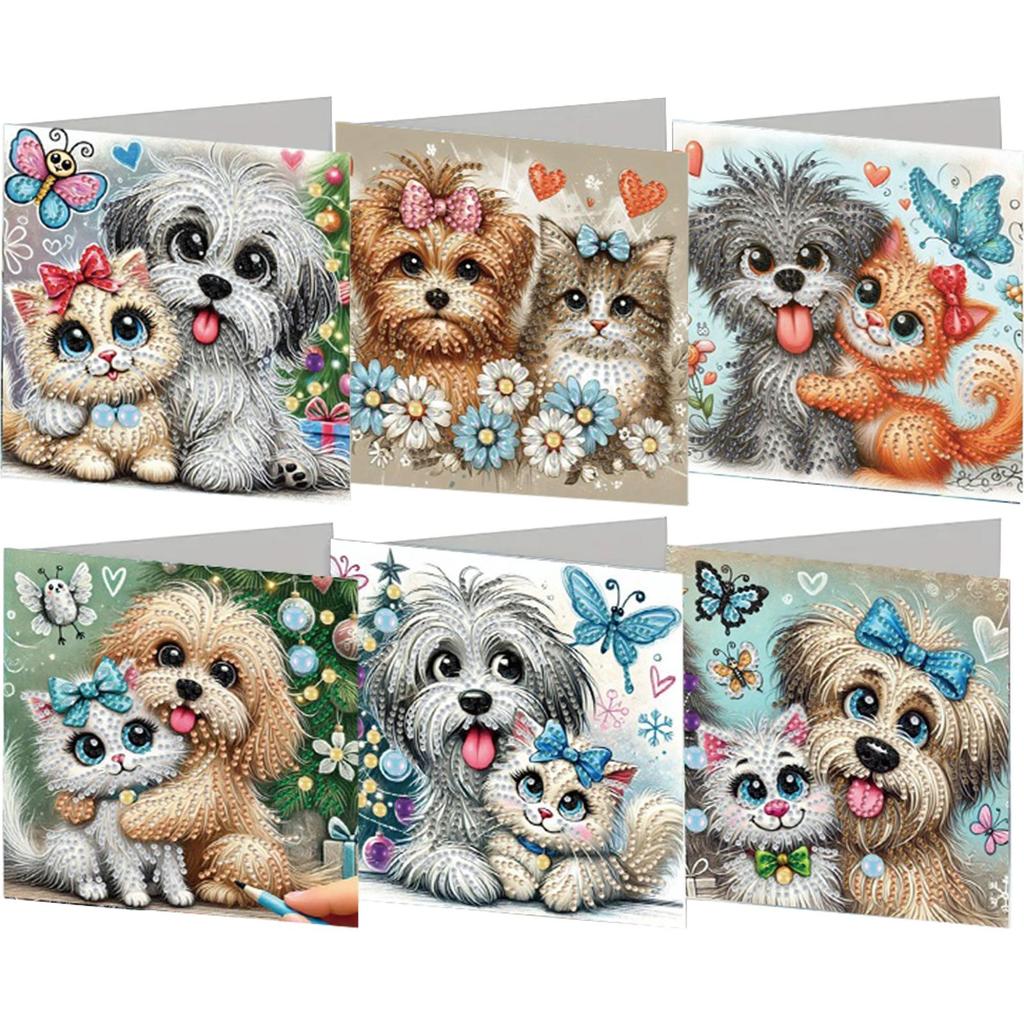 6pcs DIY Halloween Theme Diamond Art Greeting Cards Diamond Art Handmade Cards for Christmas Birthdays Thanksgiving and Holidays