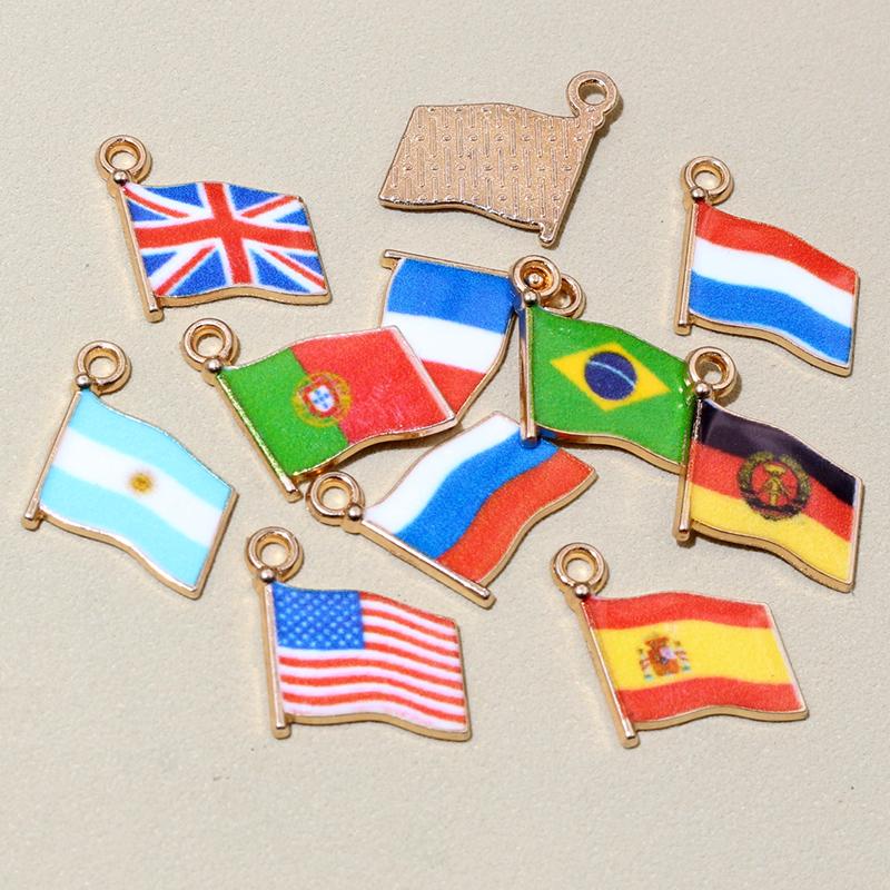 20pcs Enamel Football National Flags of Various Countries Charms Pendant DIY Jewelry Making Accessories for Necklace Earrings