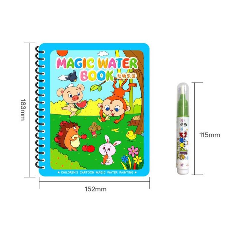 Bambini Montessori Libro da colorare riutilizzabile Libro da disegno con acqua magica Libro da disegno per dipingere Giocattoli per l'educazione precoce sensoriale per bambini