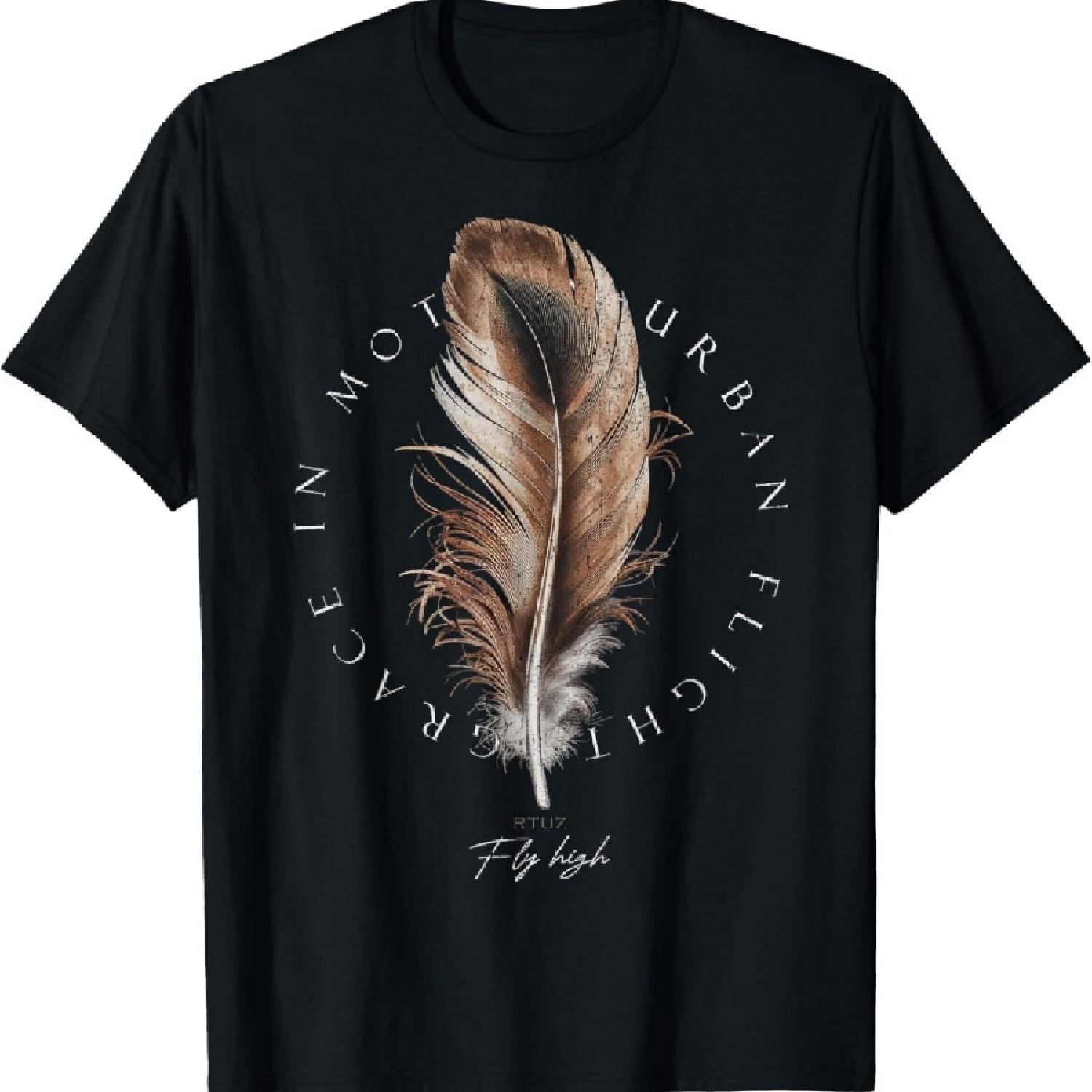 

Hip Hop Y2K Vintage Hipster Edgy Urban Streetwear Feather T-Shirt XXXXXL чорний