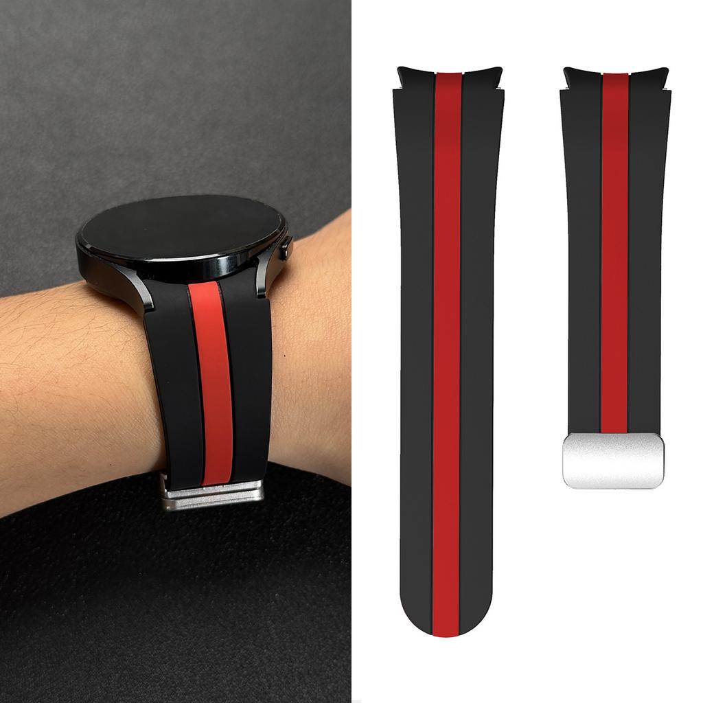 Two-Tone Vertical Stripe Silicone Strap with Magnetic Clasp for Samsung Watch4/5/6/7/FE 40/44mm Sports Watch Strap