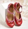 Scarpe Estive da Donna Tacco Medio Traforate Sandali Casual Eleganti Retro Scarpe a Tacco da Donna Caviglia Blocco di Colore Cinturini con Fibbia Sandali Femminili