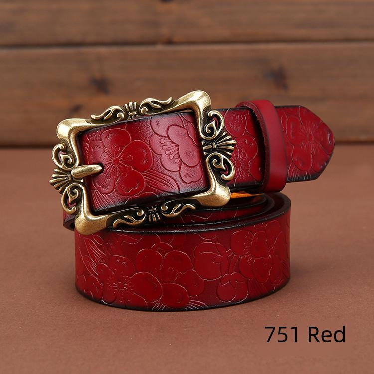 Genuine Womens Leather Belt Simple Design Alloy Buckle Casual Formal Attire
