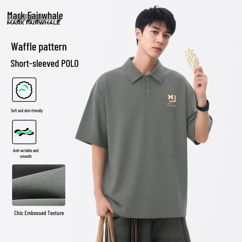 

Mark Fairwhale Men s Waffle Knit Short Sleeve Polo Shirt