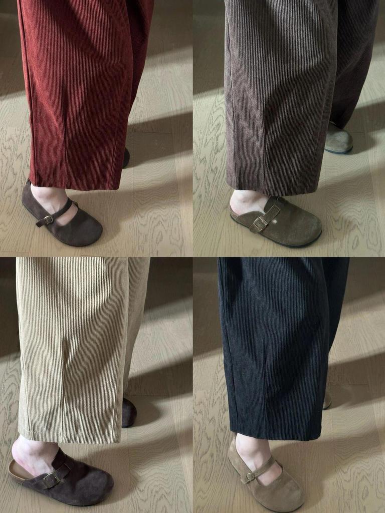 Retro Japanese Loose Fit Plus Size Corduroy Harem Pants for Women