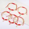 Lucky Red Rope Braided 4mm Copper Bead Fish Pendant Charm Bracelet New Fashion Woman Girl Party Wedding Zircon Gift