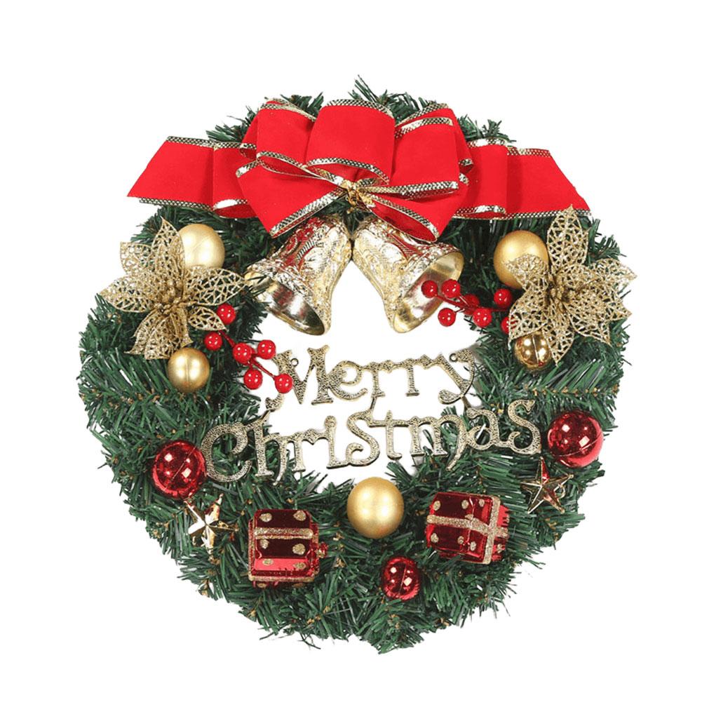 Christmas Door Decor Wreaths Realistic Hanging Wreath Garland Decoration Versatile Bow/Berry/Santa/Reindeer for Home Party Decor