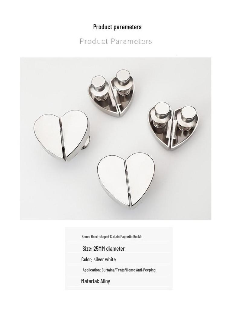 Heart-Shaped Magnetic Curtain Buckle - Strong Metal Closure for Light Leak Prevention