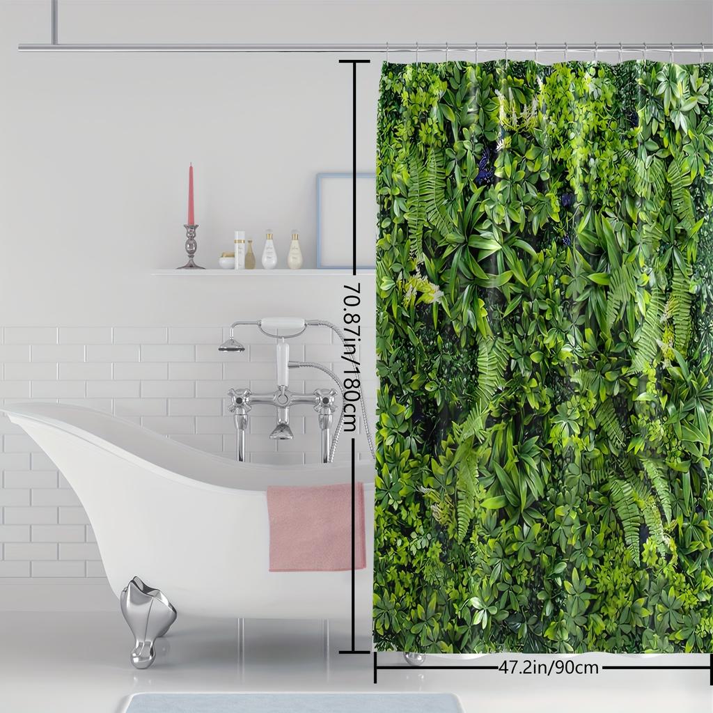 Lush Greenery Shower Curtain with Dense Foliage Design for a Fresh, Nature-Inspired Bathroom Decor Theme that Brings