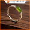 BF CLUB 925 Sterling Silver Ring For Women Jewelry Green Stone Retro Open Vintage Handmade Ring Allergy For Party Birthday Gift
