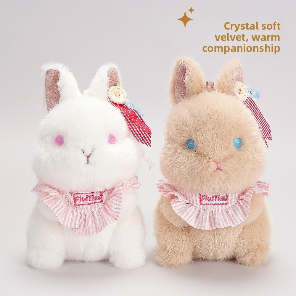 Plush Snowball Bunny Handheld Stress Relief Toy With Glasses For Kids And Adults