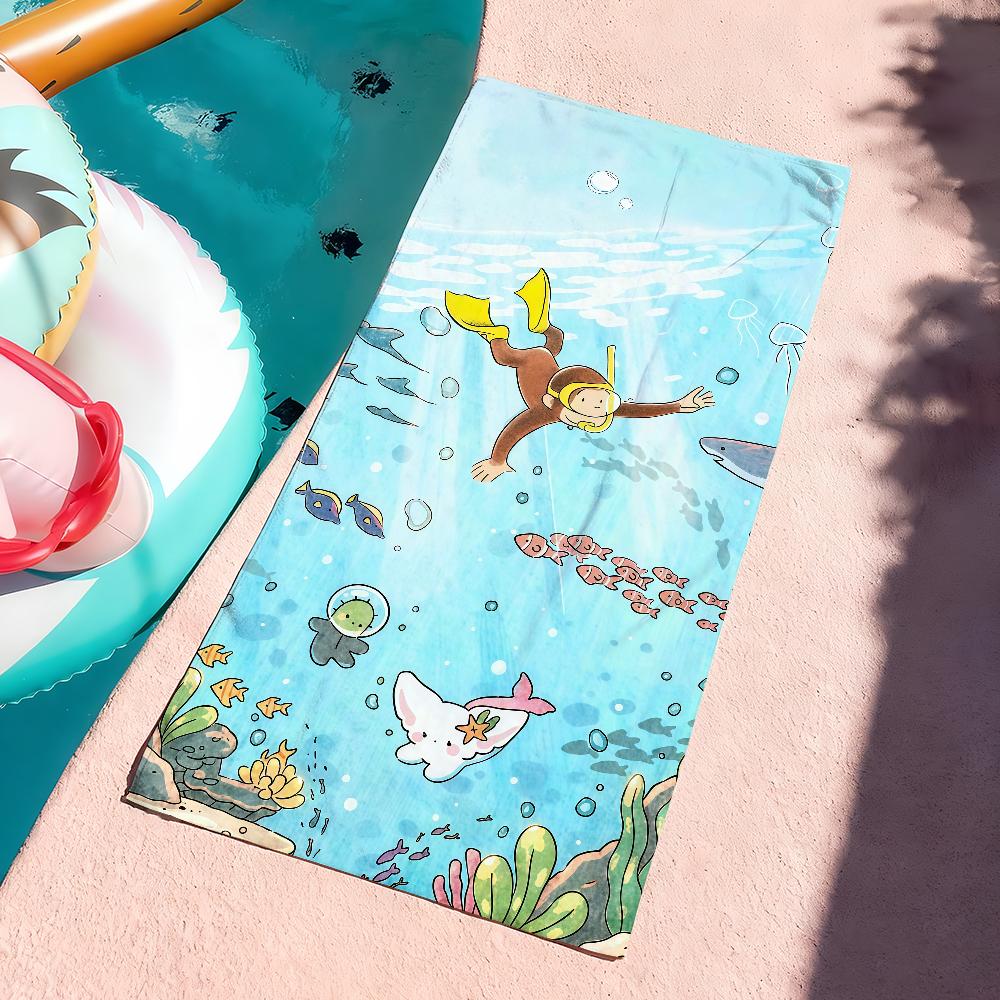 Cartoon cute C-Curious G-George Towel Drying Bath Towel Applicable To Light Swimming Camping Yoga Beach Out
