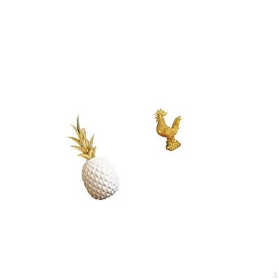 Pineapple Sculpture Artificial Figurine Ornament for Bedroom Bookshelf Tabletop Chicken Feng Shui