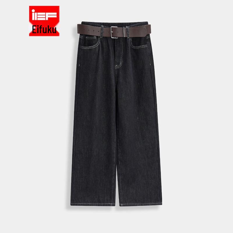 IEF 2025 Winter Fleece-Lined Denim Wide-Leg Pants XL