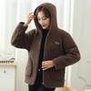 Jacke aus körnigem Fleece Winter Plus Samtverdickung zur Wärmehaltung Mittelalterliche und ältere Menschen Großer Hutkragen Locker Übergröße Lässig