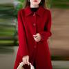 100% Wool Women Coat TIDENOVEL Autumn Wool Long Coat Handmade Pea Coat Winter Warm Wool Long Jacket Overcoat