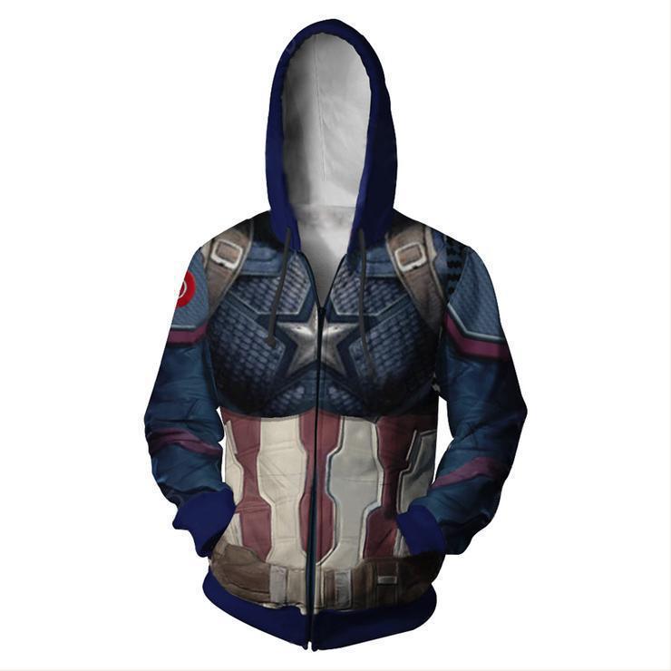 Autumn Men's Captain America Zipper Hoodie Sweatshirt