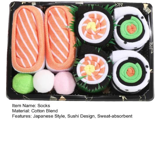 3 Paar Lustige Sushi Socken Thunfisch Lachs Gurke Maki Socken Baumwollmischung Lustige Japanische Lebensmittel Socken in Box Geschenk für Männer Frauen