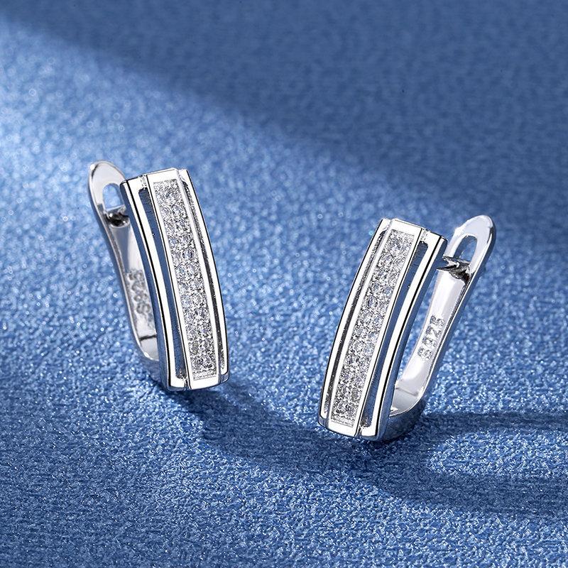925 Sterling Silver Jewelry Women Cute Tiny Clear Crystal CZ Stud Earrings Gift for Girls Teens Lady New