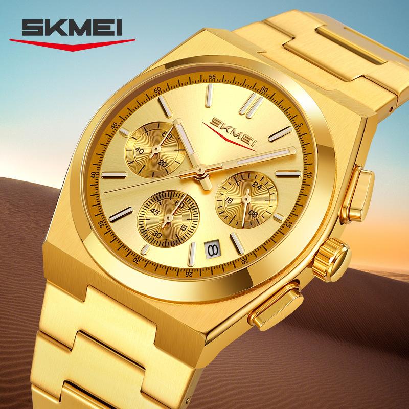 SKMEI Luxury Men Watch Waterproof Luminous Chronograph Date Stainless Steel Watch for Men Quartz Military Men's Watches