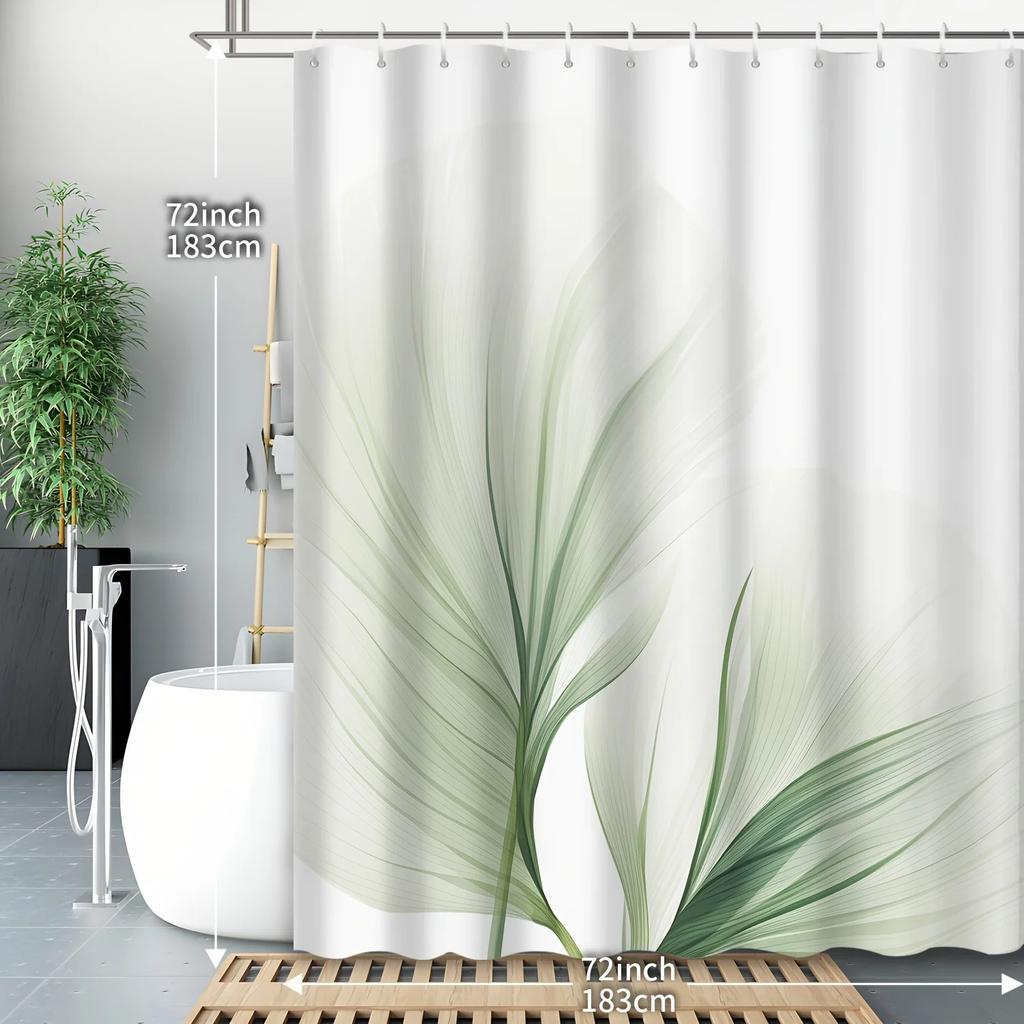 Elegant Green Bamboo Leaves Waterproof Shower Curtain – Perfect For Adding A Fresh And Natural Touch To Your Bathroom Decor