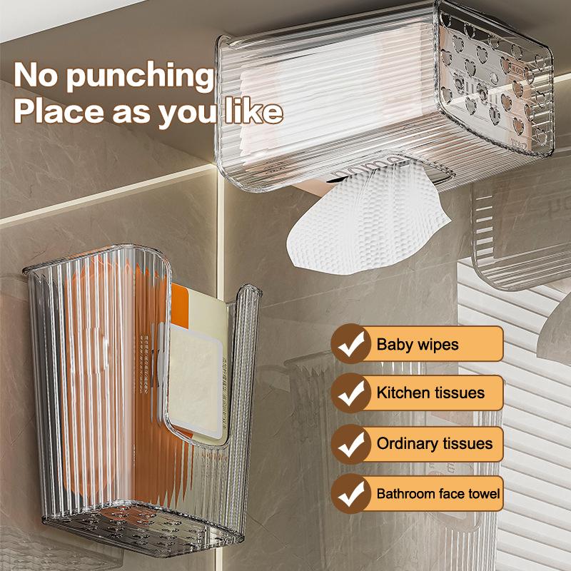 Simple Wall Mounted Tissue Box Tissue Storage Case Tissue Dispenser Box For Kitchen Hanging Tissue Box Bathroom Supplies