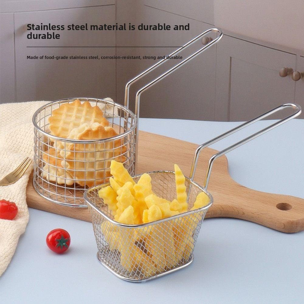 Reusable French Fry Basket Stainless Steel Frying Basket Portable Strainers  Kitchen Frying Tools