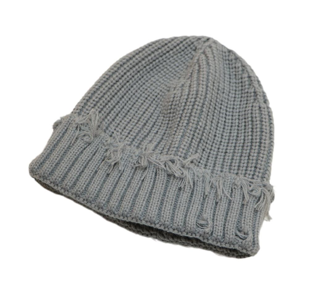 Hot Sale Distressed Customized Winter Beanies Hats Embroidered Logo Label Attach
